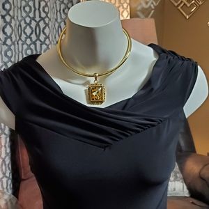 Leopard print necklace and earrings.